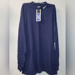 Vintage NWT Reebok Navy Blue Mock Turtle Neck Long Sleeve Shirt Top Men's L